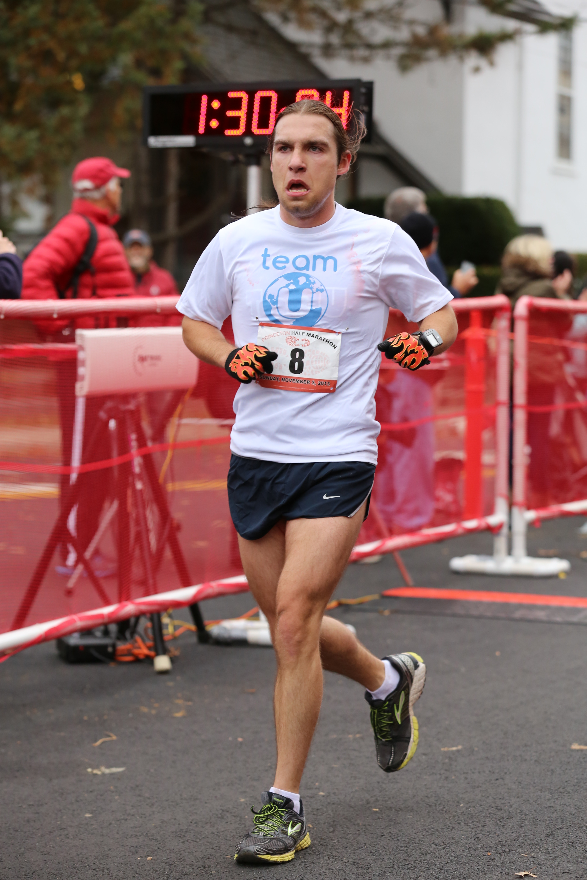 Running in the Princeton Half Marathon.